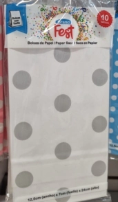 Bolsa cotillon FSC mix 12,5 x 7 x 24,5 lunar blanco Flow Pack x10