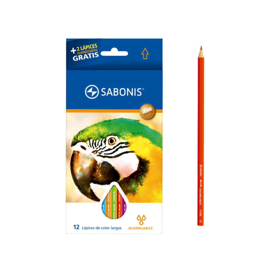 Lapices Color Naturaleza x12 Largo Acuarelable + 2 fluo