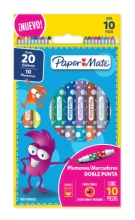 Marcador Paper Mate 10ctX20 doble punta cónica