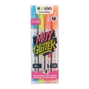 Coloring- Resaltadores Glitter x4 Mooving