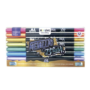 Coloring - Marcadores Long Doble P. Pincel Metal. x 8 Mooving