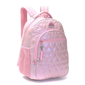 Mochila Think Happy Shine matelasse corazones con llavero Skora
