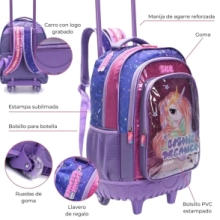 Mochila carro Think Happy Glitter cosmic dreame c/llavero Skora