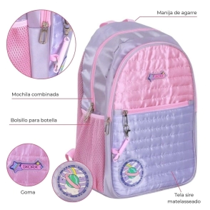 Mochila Think Happy Mellow matelasse sky full c/llavero Skora