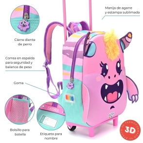 Mochila carro Hello Glommies Gloompy termofo 22x30x10 12" Skora