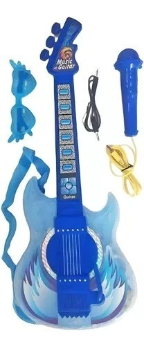 GUITARRA AZUL A PILA C/MICROFONO Y LENTES (HD-773)