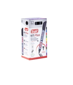 Marcador Perm. 411 plus Pta. Acrílica negro TRABI