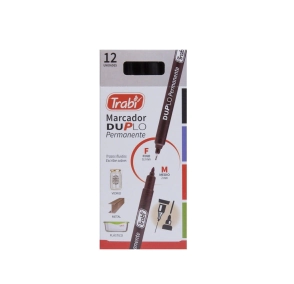 Marcador Perm. DUPLO NEGRO TRABI