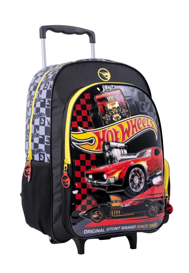 Mochila Hot Wheels 18'' Carro Red Cars NEGRO