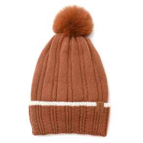 GORRO TEJIDO DAMA CON DIBUJO Y POMPON