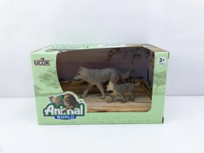 ANIMAL WORLD PLAYSET 19CM PACK X 2 LOBOS