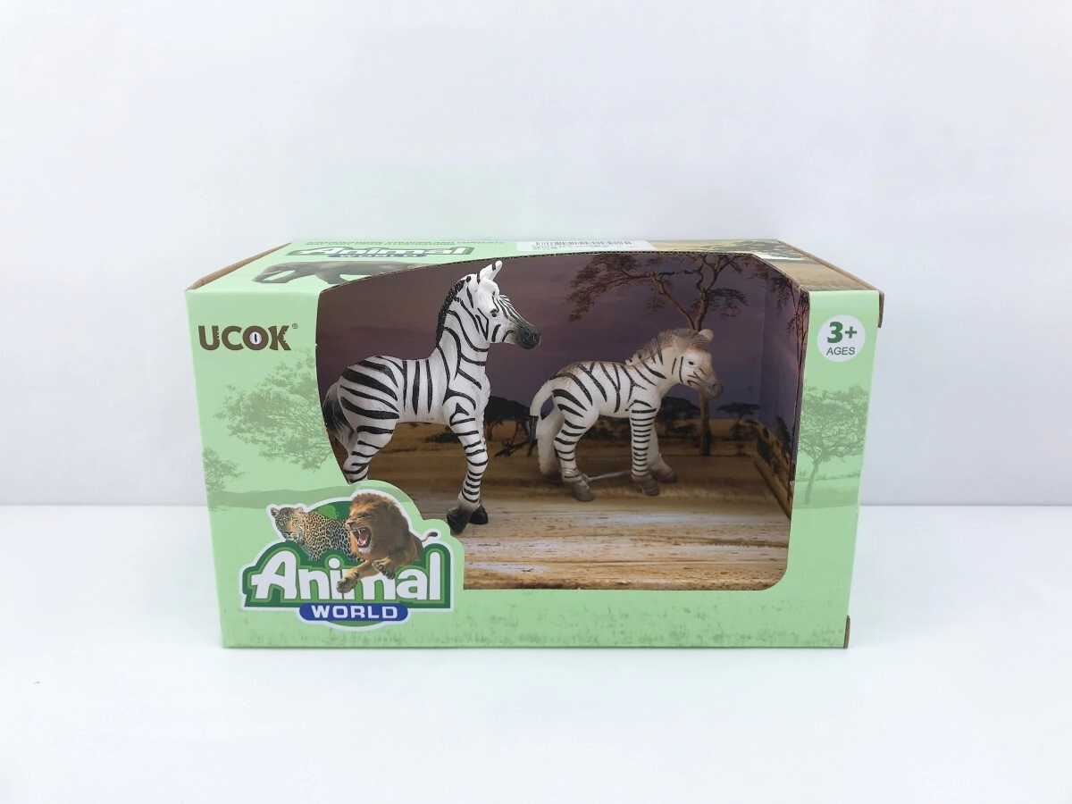 ANIMAL WORLD PLAYSET 19CM PACK X 2 CEBRA