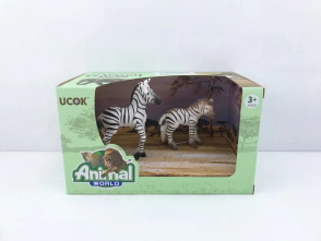 ANIMAL WORLD PLAYSET 19CM PACK X 2 CEBRA