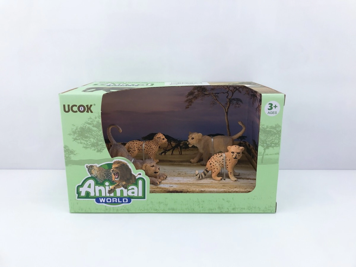 ANIMAL WORLD PLAYSET 19CM PACK X 4 CACHORROS LEON