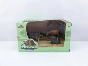 ANIMAL WORLD PLAYSET 19CM PACK X 4 CACHORROS RINO ANTILOPE