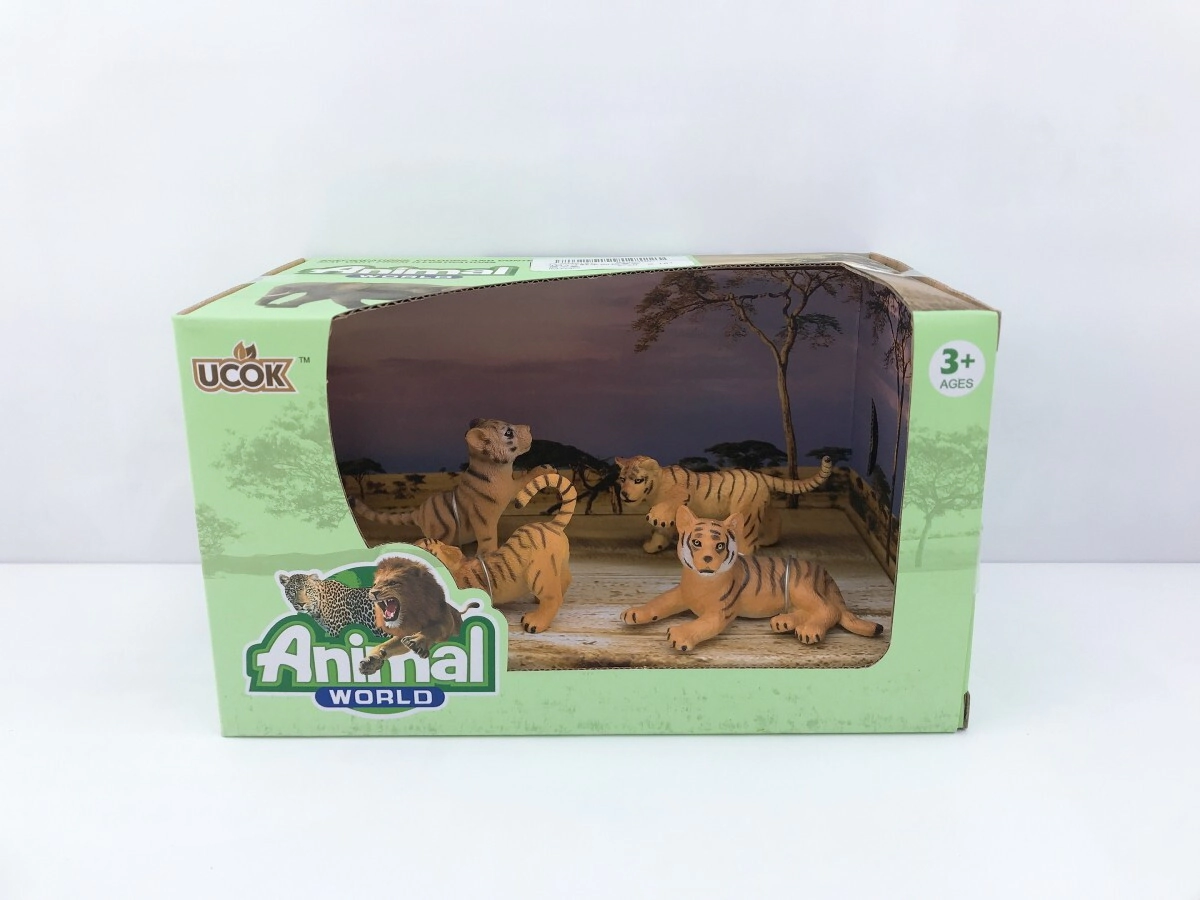 ANIMAL WORLD PLAYSET 19CM PACK X 4 CACHORROS TIGRES