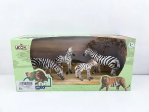 ANIMAL WORLD PLAYSET 31CM PACK X 4 FAMILIA CEBRA