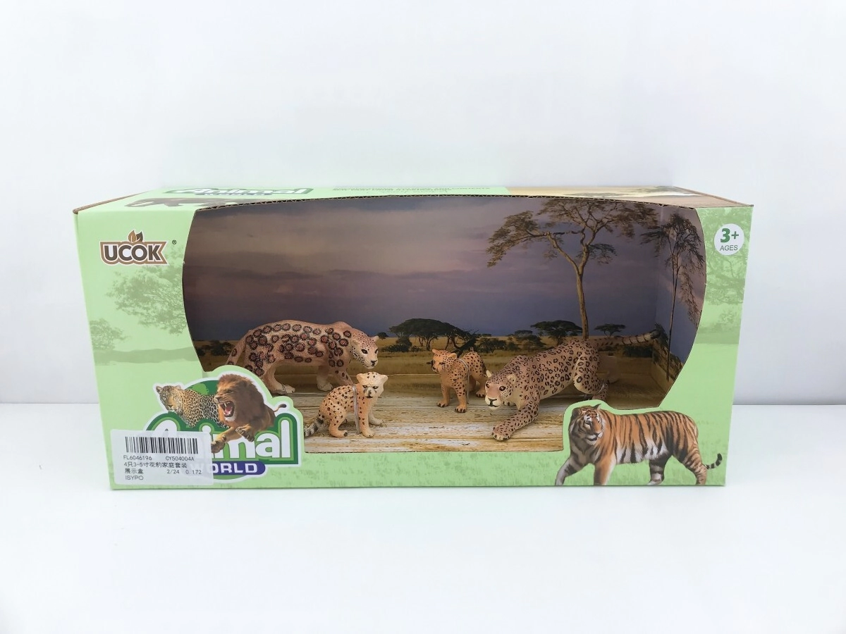 ANIMAL WORLD PLAYSET 31CM PACK X 4 FAMILIA LEOPARDO