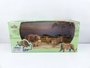 ANIMAL WORLD PLAYSET 31CM PACK X 4 FAMILIA LEOPARDO