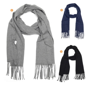 Bufanda Hombre lisa c/flecos