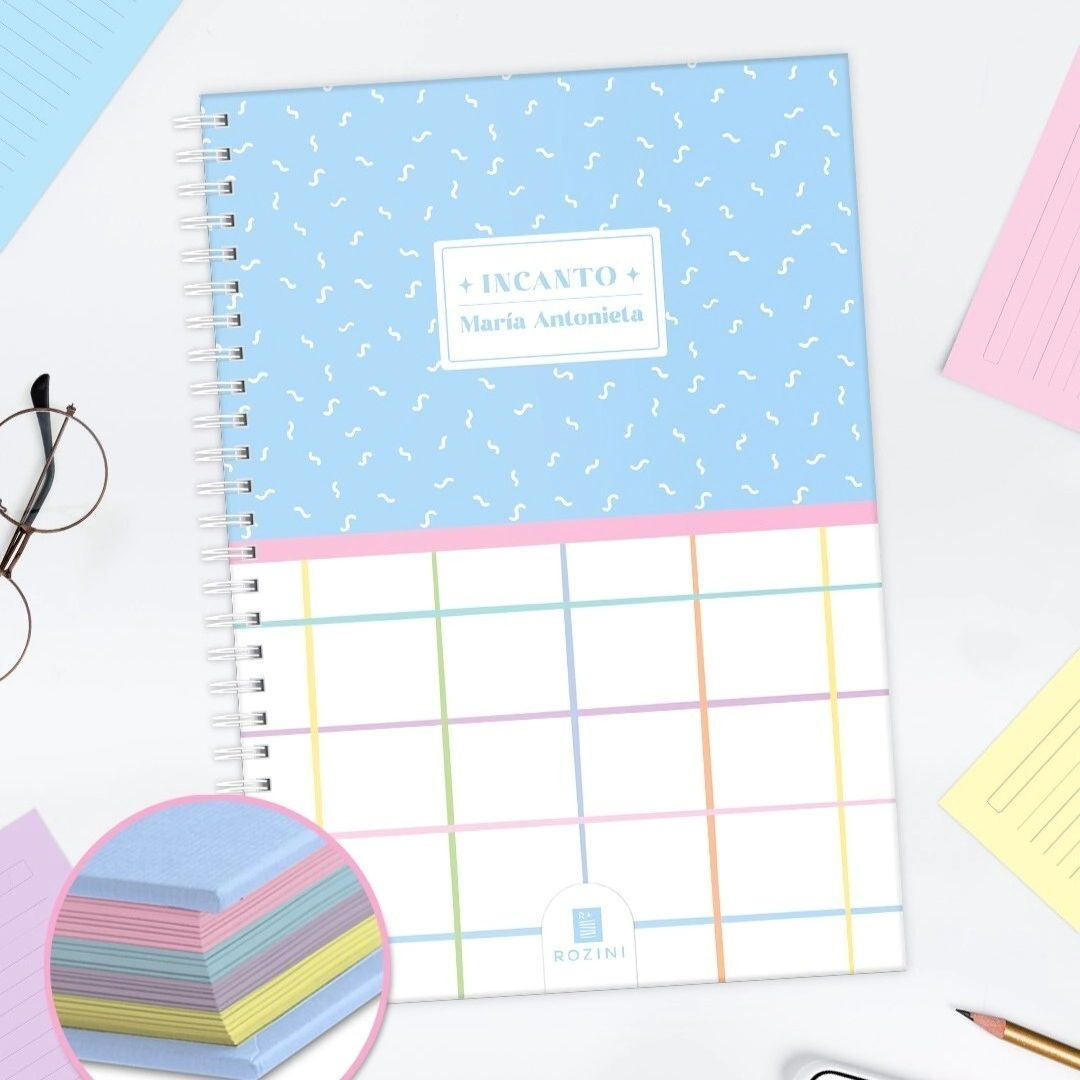 CUADERNO A4 T/D RAYADO HOJAS DE COLORES