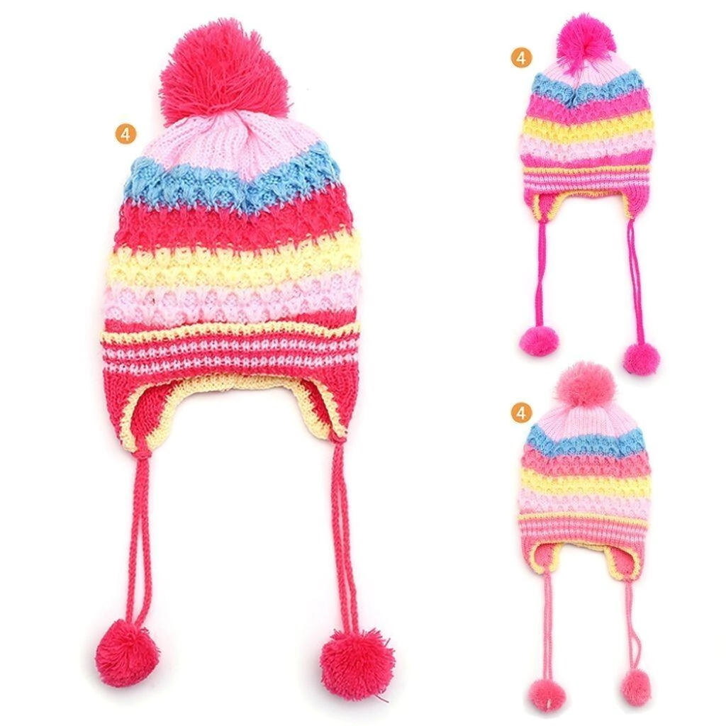 Gorro Coya Nena c/pompon rayado