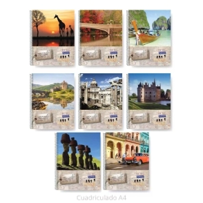 CUADERNO A4 ESPIRALADO T/F TRAVEL - 80 Hjs Cuadriculado