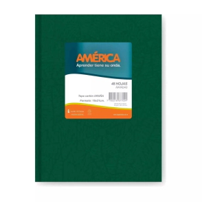 CUADERNO AMERICA ARAÑA 16x21 T/D VERDE - 42Hjs Rayadas