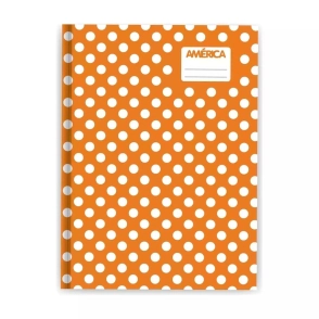 CUADERNO AMERICA LUNARES 16x21 T/D NARANJA - 42Hjs Rayadas