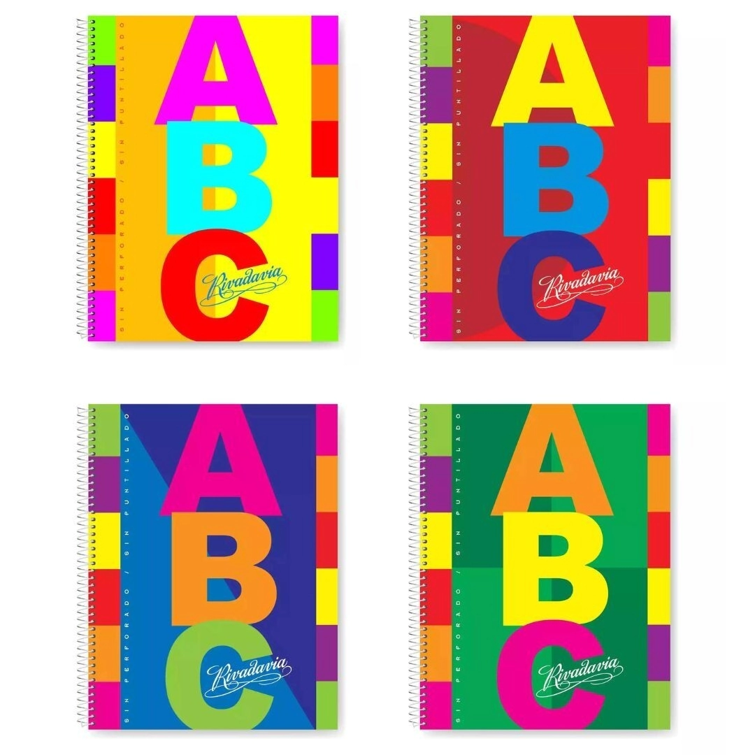 CUADERNO RIVADAVIA ABC CON ESPIRAL T/D 21x27 - 60 Hjs Rayadas