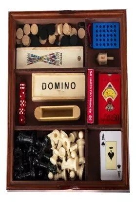 SET COMBINADO 8 JUEGOS EN 1 CAJA MADERA