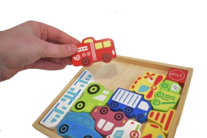 ROMPECABEZAS DE ENCASTRE 2 EN 1 VEHICULOS