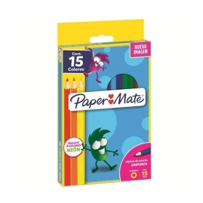 LAPICES DE COLORES PAPER MATE x12 + 3 NEON