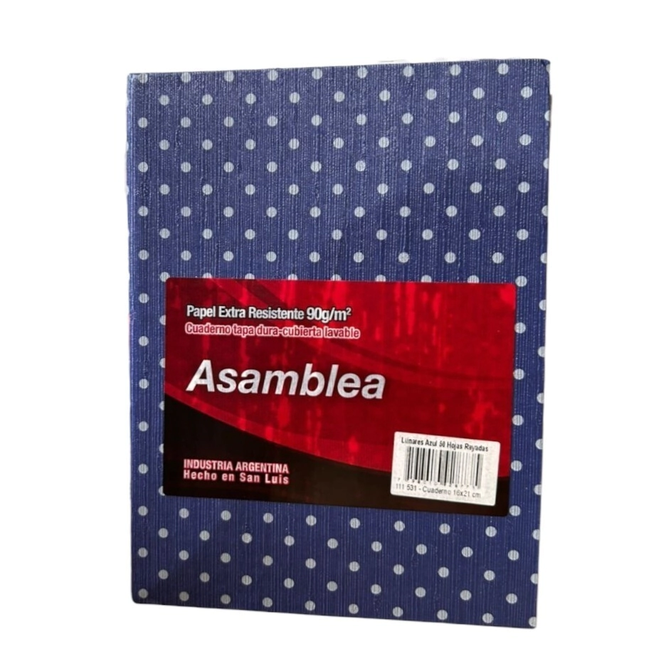 CUADERNO LUNARES 16x21 T/C 50Hjs RAYADO AZUL ASAMBLEA