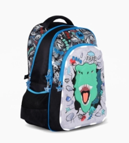 MOCHILA ESPALDA 18" CON LUZ LED DINO GLOW FOOTY NEGRO