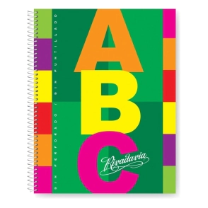 CUADERNO RIVADAVIA ABC CON ESPIRAL T/D 21x27 - 100 Hjs Rayado