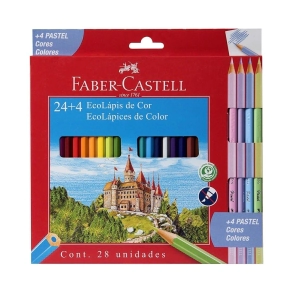 ECOLÁPICES LARGOS x24 + 4 PASTELES FABER-CASTELL