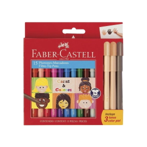 MARCADOR FIESTA 45 x12 + 3 TONOS PIEL FABER-CASTELL
