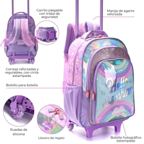 MOCHILA CARRO LETTERING HELLO SUNSHINE CON LLAVERO