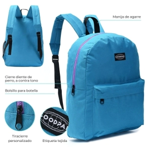 MOCHILA GOODPACK CIERRE CONTRA TONO TURQUESA 43x33x15CM