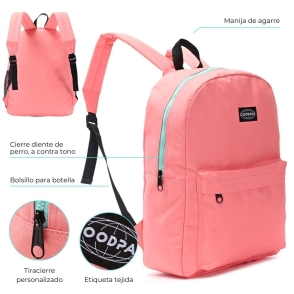 MOCHILA GOODPACK CIERRE CONTRA TONO ROSA 43x33x15CM