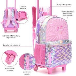 MOCHILA CARRO ALMA MATELASSE ROSA CON LLAVERO 18
