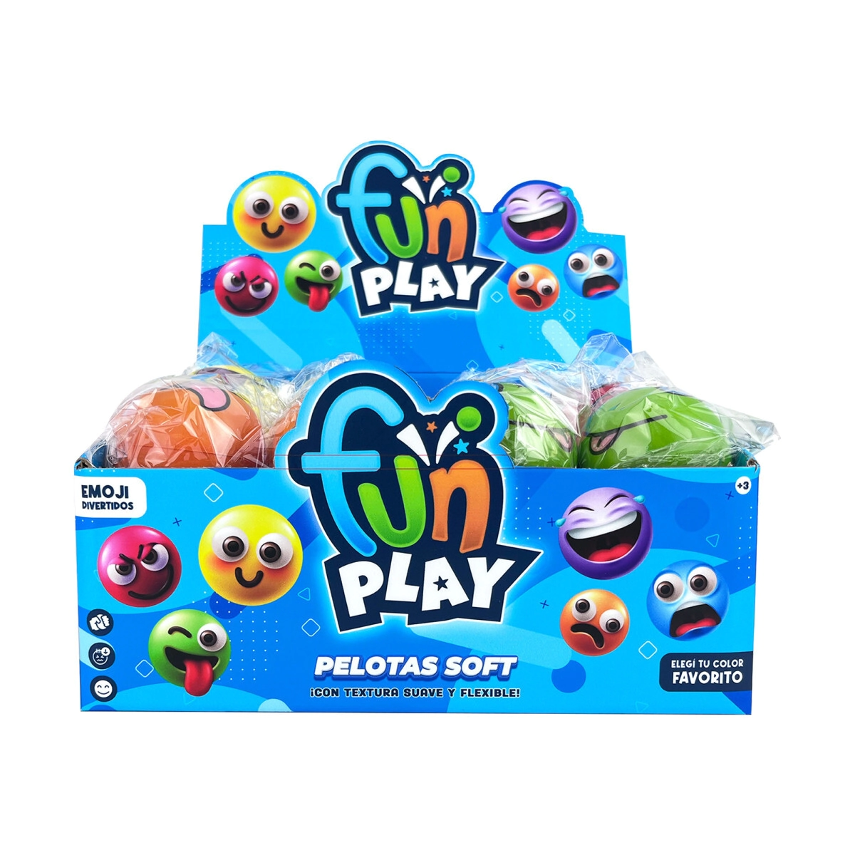 PELOTAS ANTIESTRES EMOJI FUN PLAY 26x20x14 CM