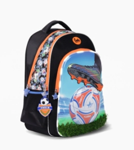 MOCHILA ESPALDA 18" CON LUZ LED CHAMPIONS LEAGUE FOOTY NARANJA
