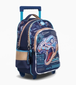MOCHILA CARRO 18" CON LUZ LED TRANSFORMERS FOOTY CELESTE