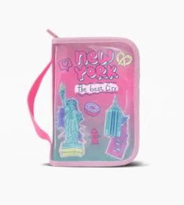 CARTUCHERA RIGIDA 1 CIERRE I LOVE FOOTY ROSA