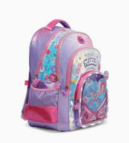 MOCHILA ESPALDA 18" CON LUZ LED I LOVE FOOTY LILA