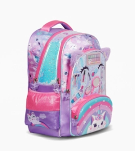 MOCHILA ESPALDA 18" CON LUZ LED MAKE UP FOOTY LILA