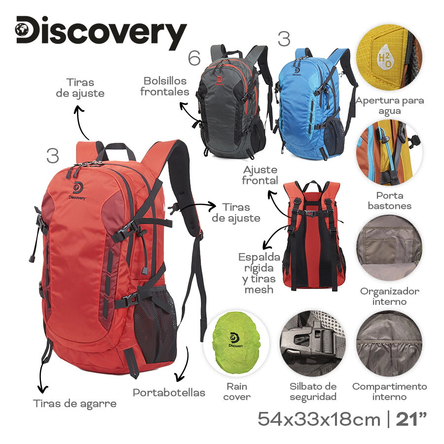 MOCHILA CAMPING DISCOVERY ROJO