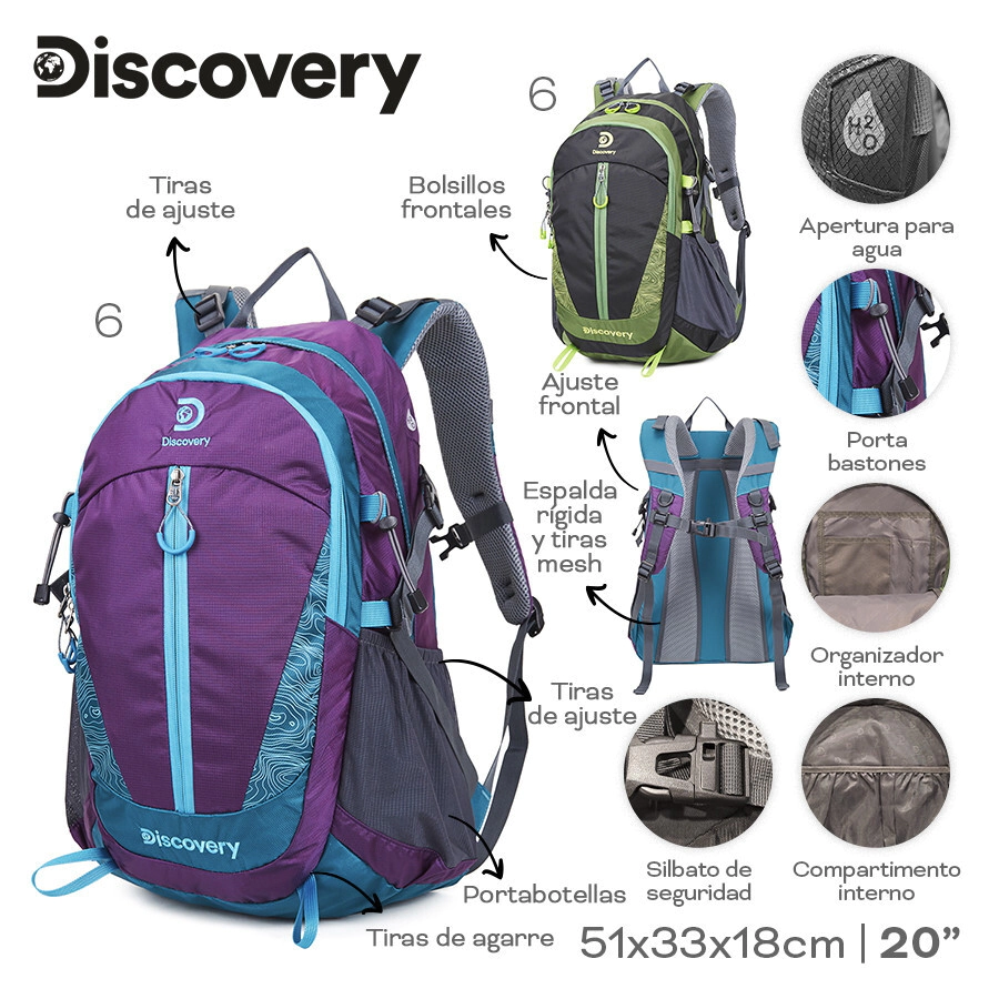 MOCHILA CAMPING DISCOVERY TURQUESA